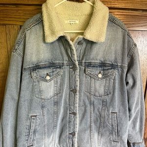 PacSun fuzzy jean jacket size M/L